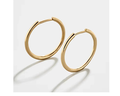 MamacitaSlay New Trend 316L Stainless Steel Jewelry For Women Circle 18K Gold Plated Earrings 6 Size Thin Hoop Earrings Gift