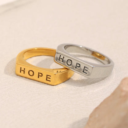 MamacitaSlay 316L Stainless Steel "HOPE" Letter Ring Party Waterproof Jewelry Women's Classic Charm Ring 2025 New Trend Gift
