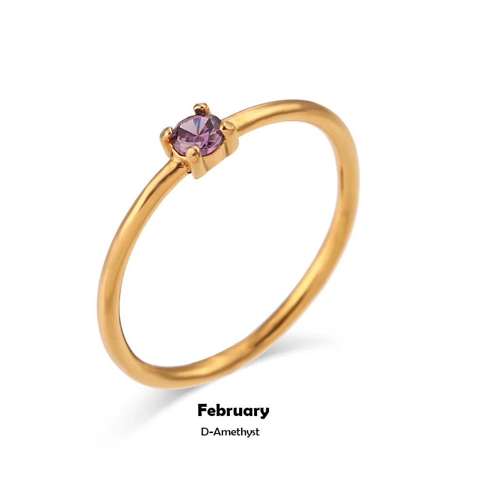 MamacitaSlay Stainless Steel Ring Thin Strip White Zircon Ring Glamorous Women's Classic Waterproof Jewelry High Quality Gifts