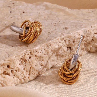 MamacitaSlay 316L Stainless Steel Mixed Color Knot Stud Earrings 18K Gold Plated Waterproof Jewelry For Women Unique Earrings