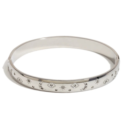 MamacitaSlay 316L Stainless Steel Star Moon Open Bracelet Bracelet 18K Gold Plated Waterproof Jewelry Women's Unique Bracelet