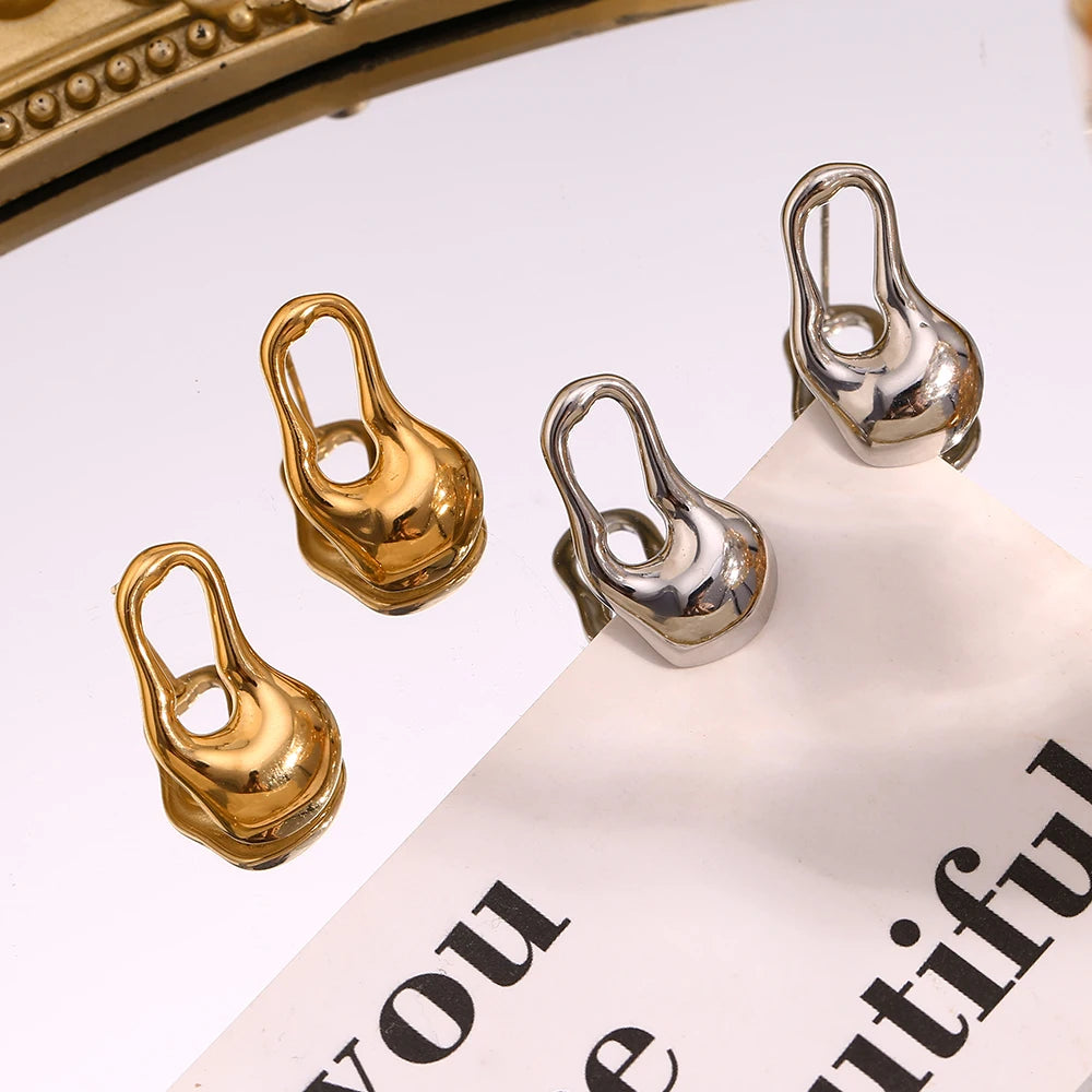 MamacitaSlay Newly design Irregular Pin gold plated earrings for women stainless steel jewelry Waterproof titanium earrings