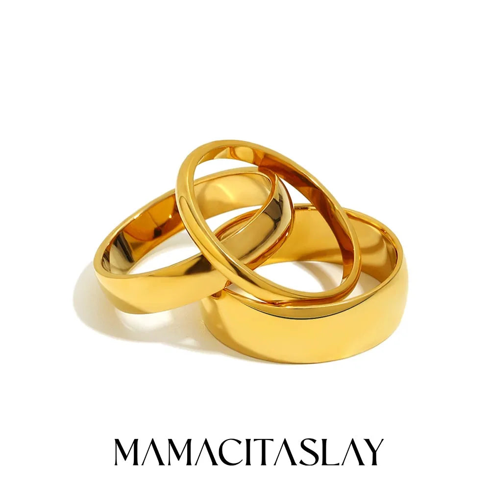MamacitaSlay 316L Stainless Steel Minimalist Ring 18K Gold Plated Waterproof Jewelry Women Classic High Quality Gifts Ring