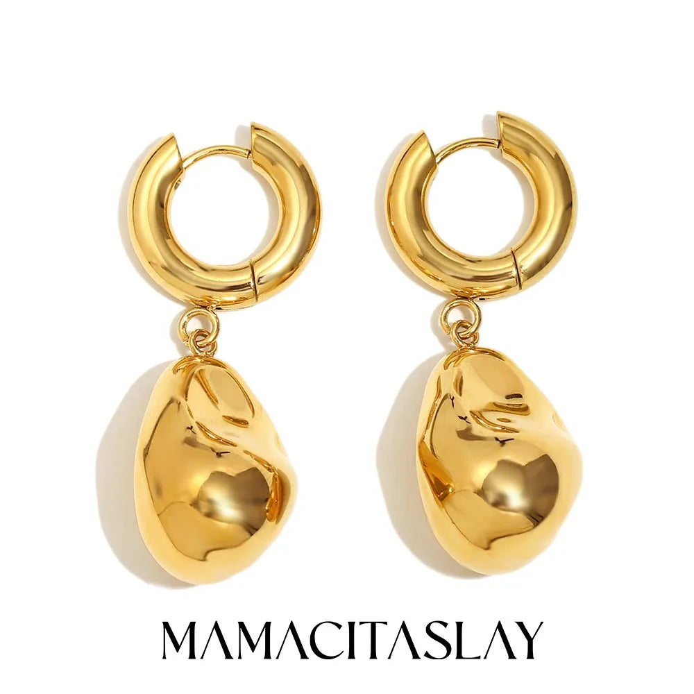 MamacitaSlay 316L Stainless Steel Irregular Pendant Necklace Bracelet Earring Set For Women's Charm Waterproof Jewelry Set Gift