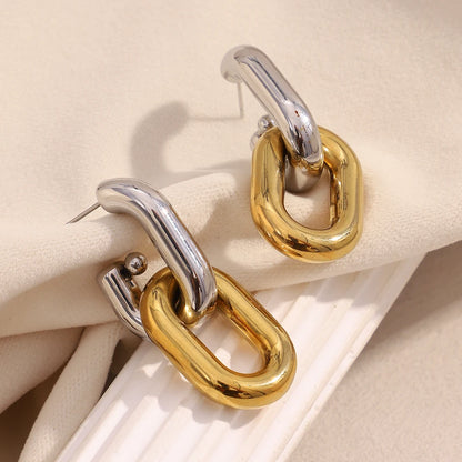 MamacitaSlay 316L Stainless Steel Double Color Double Layer Earrings Party Waterproof Jewelry Women's Unique Cool Earrings Gift