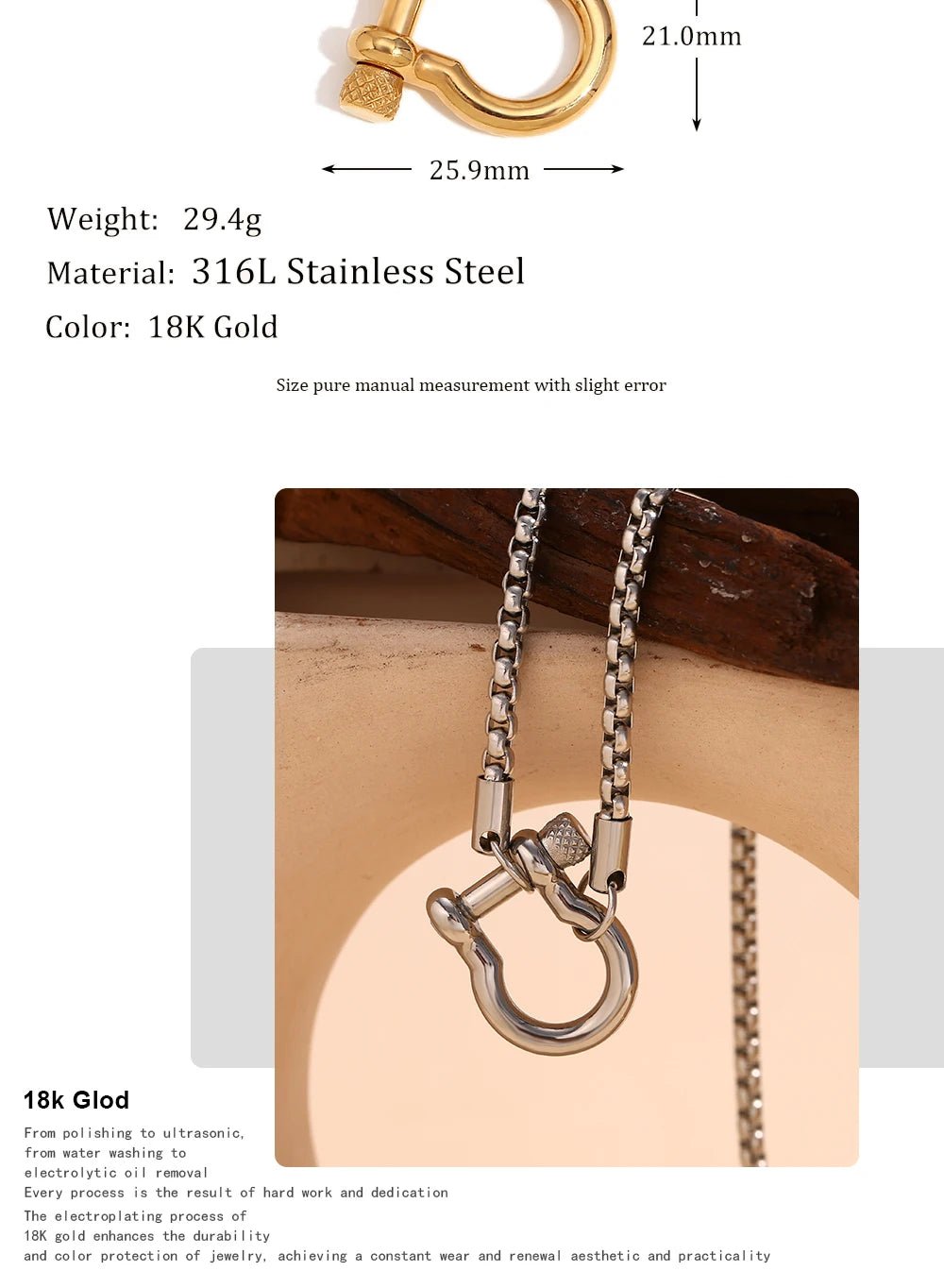 MamacitaSlay Unique Cool 316L Stainless Steel Double Color Necklace Party Waterproof Neck Jewelry For Women's DIY Accessories