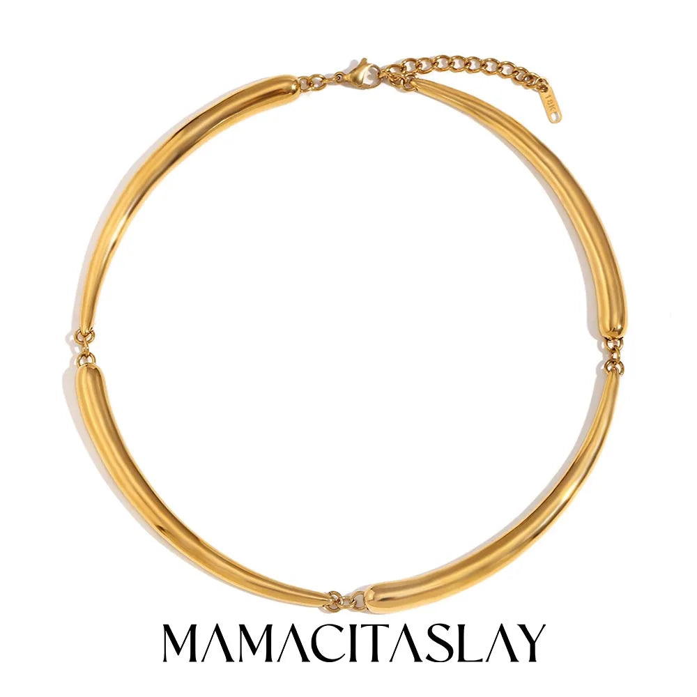 MamitaSlay Cool Hip-hop Four Bamboo Knots Necklace Punk Stainless Steel Jewelry Waterproof Necklaces Woman Trend 2024 Decoration