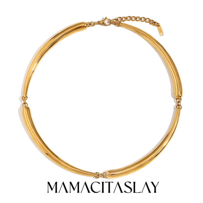 MamitaSlay Cool Hip-hop Four Bamboo Knots Necklace Punk Stainless Steel Jewelry Waterproof Necklaces Woman Trend 2024 Decoration