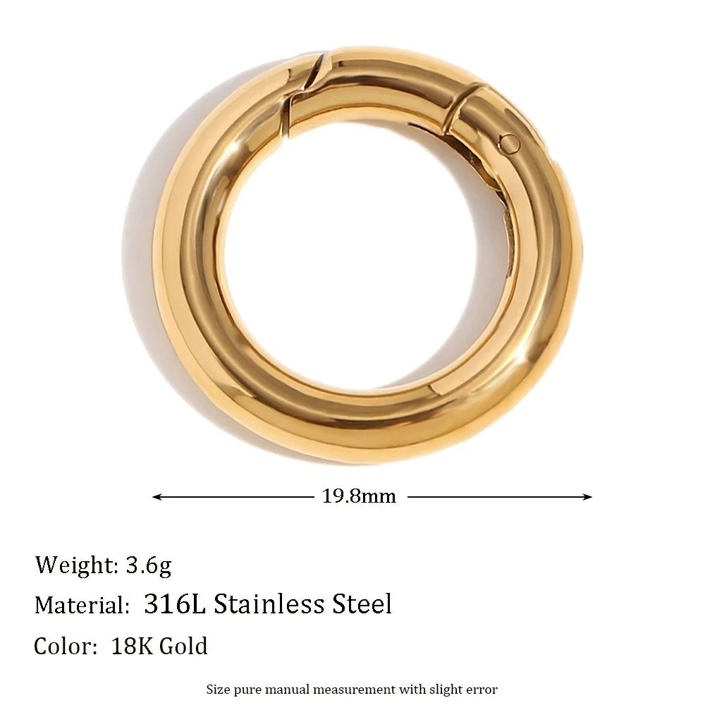 MamacitaSlay 316L Stainless Steel 18K Gold Plated Spring Ring Clasps Oval Carabiner Clasps Jewelry For DIY Bracelet Necklace