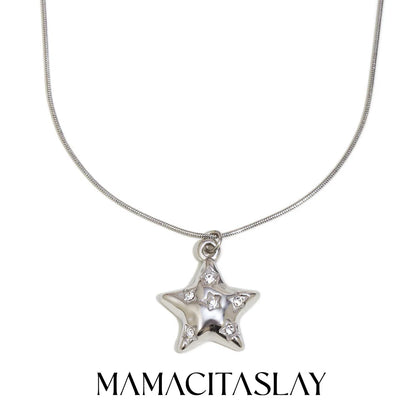 MamacitaSlay 316L Stainless Steel Zircon Star Pendant Necklace 18K Gold Plated Waterproof Jewelry Women's High Quality Necklace