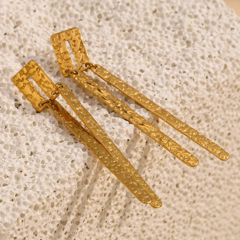 MamacitaSlay Vintage U-Shaped Rectangular Drop earrings women Gold Plated Waterproof 316L stainless steel jewelry woman