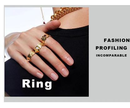 MamacitaSlay Unique 316L Stainless Steel Star Moon Evil Eye Zircon Necklace Ring 18K Gold Plated Waterproof Jewelry For Women