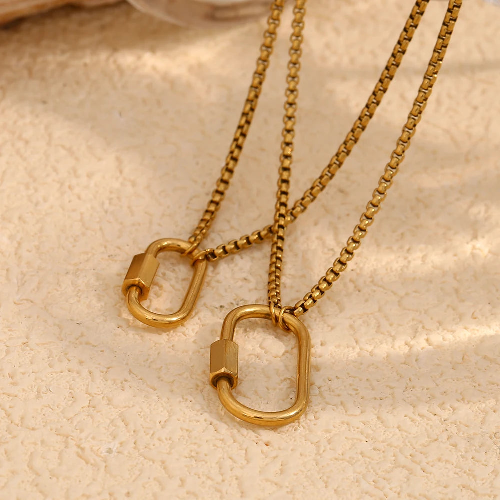 MamacitaSlay Unique 18K Gold Plated Stainless Steel Geometric DIY Necklace Party Waterproof Jewelry Unisex Trendy Neck Chain