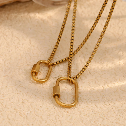 MamacitaSlay Unique 18K Gold Plated Stainless Steel Geometric DIY Necklace Party Waterproof Jewelry Unisex Trendy Neck Chain