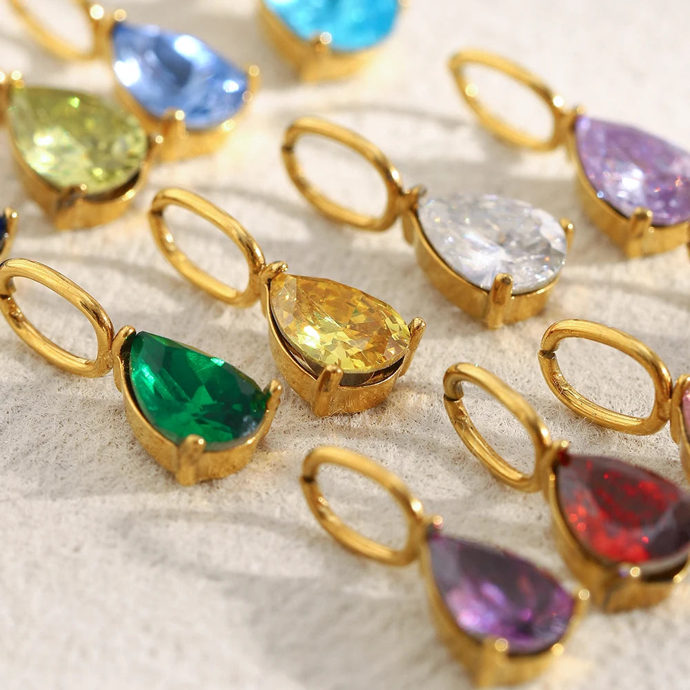 MamacitaSlay 316L Stainless Steel Zircon December Birthstone Charms Earrings Necklaces Bracelets DIY Pendant Waterproof Jewelry