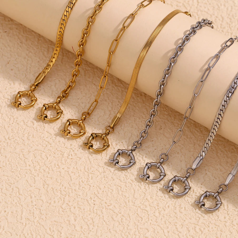 MamacitaSlay Classic Paper Clip Chain Blade Chain O Chain NK Chain Women's Hand Bracelets Trendy Women's Stainless Steel Jewelry