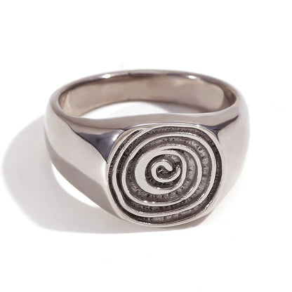 MamacitaSlay Unique Fingerprint Swirl Ripple Gold Silver Colour Rings Womens Stainless Steel Tarnish Free Jewelry Accessories