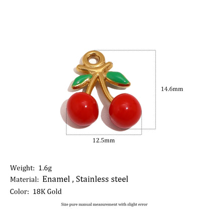 MamacitaSlay 316L Stainless Steel Fruit Enamel Charms 18K Gold Plated Waterproof Jewelry For DIY Bracelet Necklace Pendant Gifts