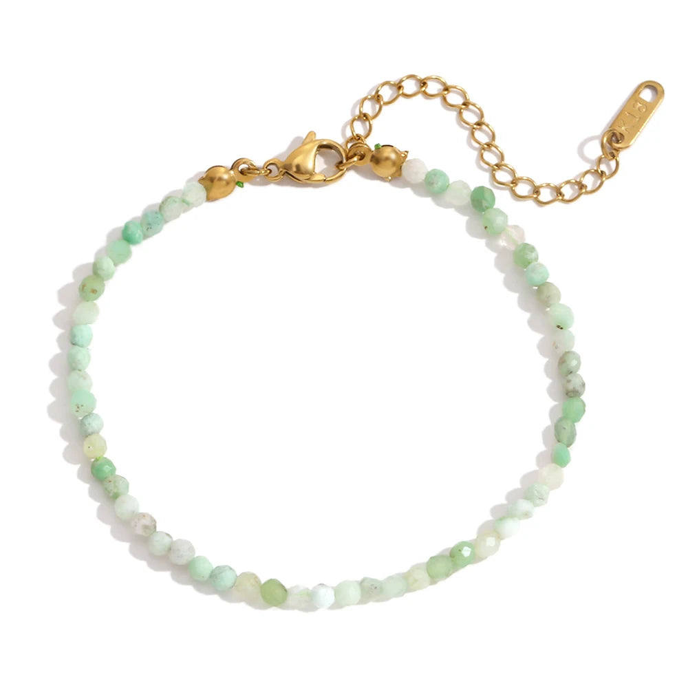 MamacitaSlay Summer 3mm natural stone amazonite Turquoise Jade Larimar Bracelet on the leg Waterproof Anklets jewellery women
