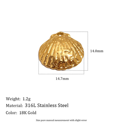 MamacitaSlay 18K Gold Plated Shell Moon Star Charm 316L Stainless Steel Ceramic Beads For DIY Earrings Bracelet Necklace Making