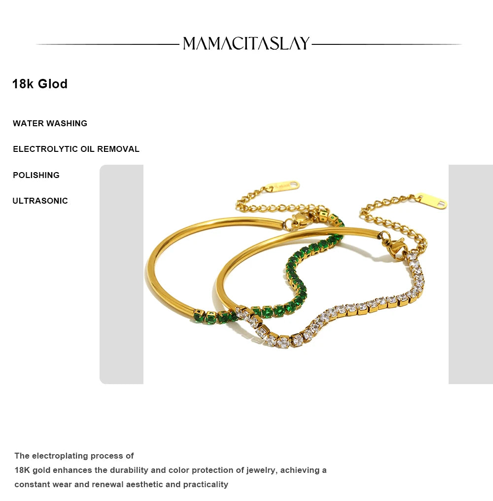 MamacitaSlay 316L Stainless Steel Zircon Asymmetric Bracelet Party Waterproof Jewelry Women's Creative Wrist Jewelry Bracelet
