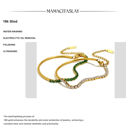 MamacitaSlay 316L Stainless Steel Zircon Asymmetric Bracelet Party Waterproof Jewelry Women's Creative Wrist Jewelry Bracelet