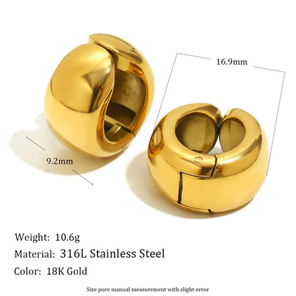 MamacitaSlay 316L Stainless Steel MINI Wide Edge Earclip Party Waterproof Jewelry Women's Simple Classic Statement Earring Gift