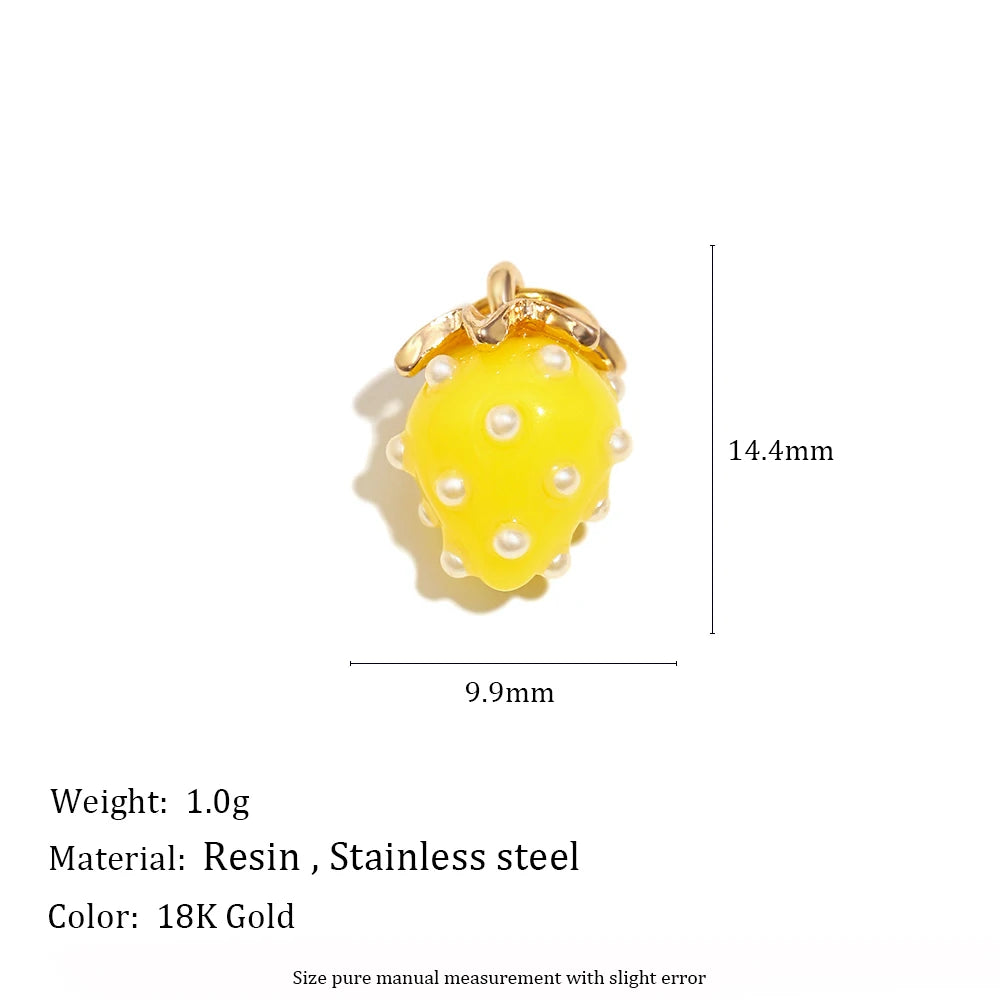 MamacitaSlay Stainless Steel Resin Tropical Fruit Charms Earrings Necklace Bracelet DIY Accessories Women's Waterproof Pendant