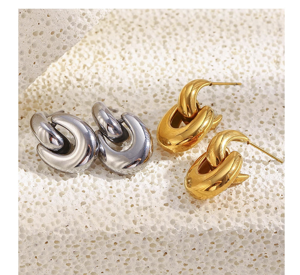 MamacitaSlay 316L Stainless Steel Geometric Earrings Waterproof 18K Gold Plated Jewelry Women's Minimalist Earrings Cute Gifts