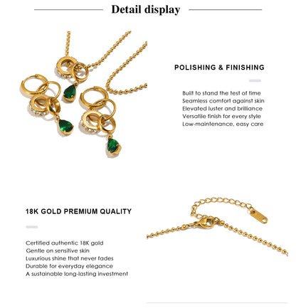 MamacitaSlay 316L Stainless Steel Interlocking Circle CZ Earring Bracelet Necklace 18K Gold Plated Waterproof Women Jewelry Set