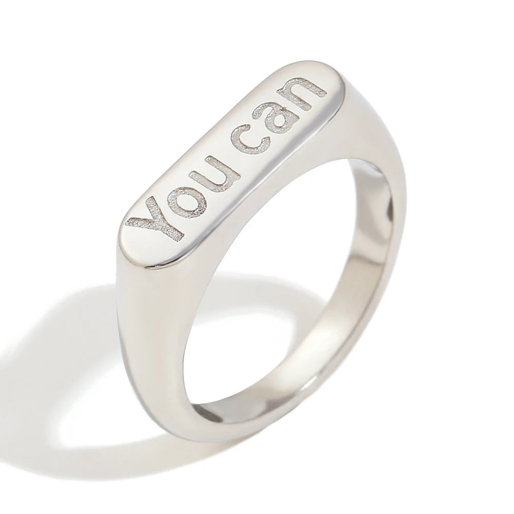 MamacitaSlay New Design Letters "You Can "rings 2025 New Trend Women's 316L Stainless Steel Jewelry Waterproof Statement Ring