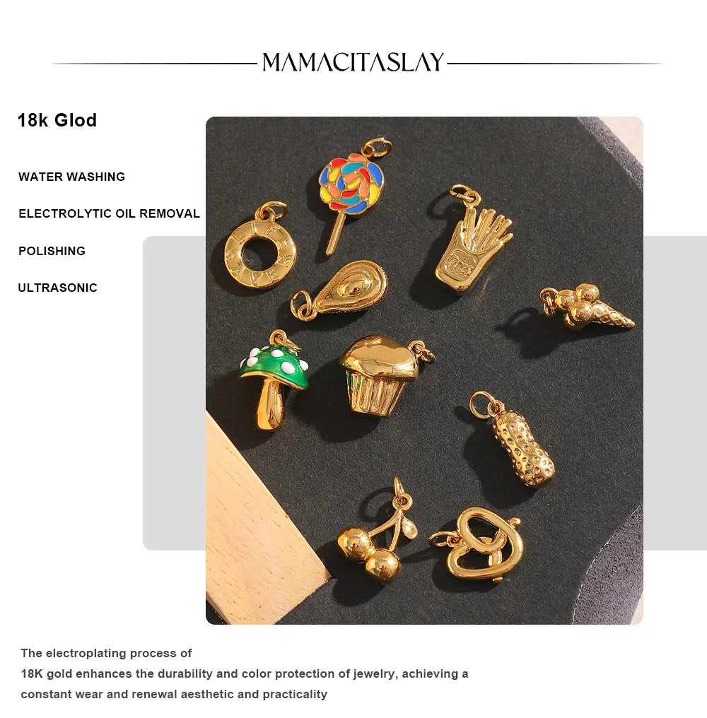 MamacitaSlay 316L Stainless Steel Enamel Ocean Style Fish Charms Earrings Necklace Bracelet DIY Pendant Women's Handmade Gift