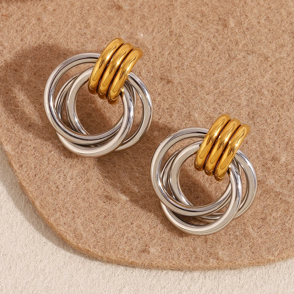 MamacitaSlay Minimalist Stainless Steel Gold Silver Colour Geometric Earrings Women's Waterproof Jewelry High Quality Gift