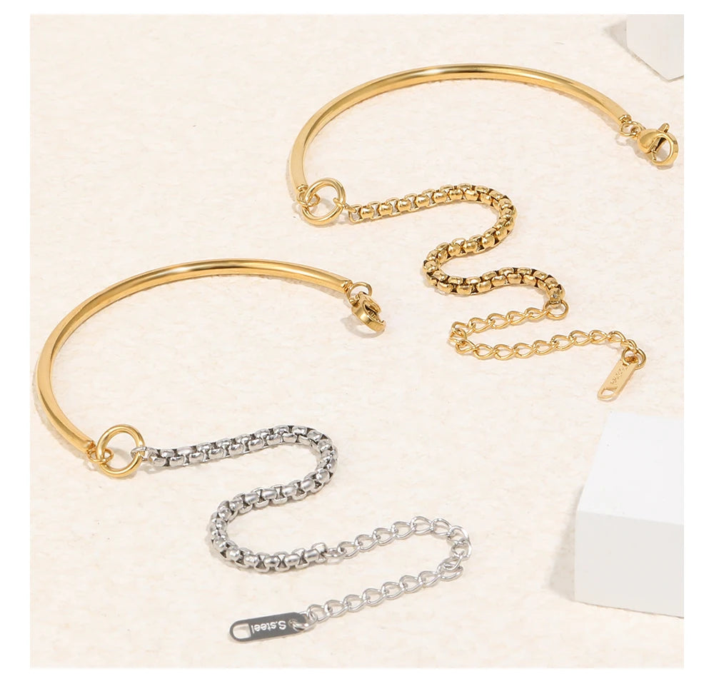 MamacitaSlay 316L Stainless Steel Mixed Color Asymmetric Bracelet 18K Gold Plated Waterproof Wrist Jewelry Women's Bracelet Gift