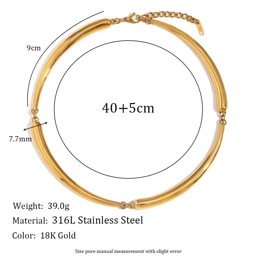 MamitaSlay Cool Hip-hop Four Bamboo Knots Necklace Punk Stainless Steel Jewelry Waterproof Necklaces Woman Trend 2024 Decoration