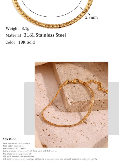 MamacitaSlay 316L Stainless Steel Encrypted NK Chain Bracelet 18K Gold Plated Minimalist Waterproof Jewelry For Women Daily Wear