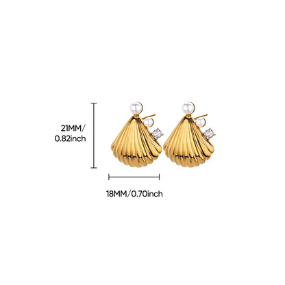 Zircon Pearl Shell Stud Earring