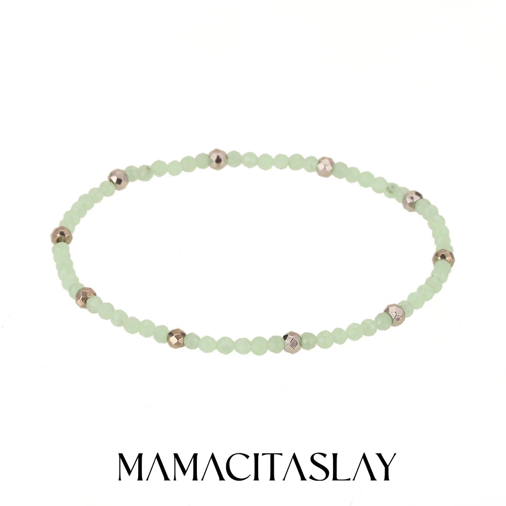 MamacitaSlay 316L Stainless Steel Natural Stone Necklace Elastic Rope Bracelet Handmade Waterproof Jewelry Women's Classic Gift