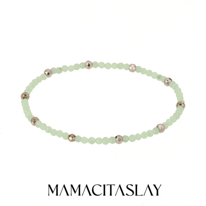 MamacitaSlay 316L Stainless Steel Natural Stone Necklace Elastic Rope Bracelet Handmade Waterproof Jewelry Women's Classic Gift