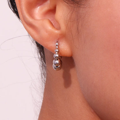 MamacitaSlay Unique Gradient Sized Beads Stainless Steel Earrings Party Waterproof Jewelry Women's Charm Statement Earrings Gift