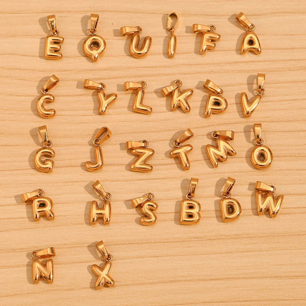 MamacitaSlay Stylish Mini Gold Plated Waterproof 26 Initial Letters Jewelry Pendants Diy Charms For Jewelry Making Dily Jewelry