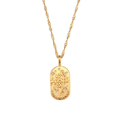 MamacitaSlay 316L Stainless Steel Zircon 12 Constellation Tarot Card Necklace 18K Gold Plated Waterproof Jewelry Women's Gifts