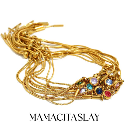 MamacitaSlay 316L Stainless Steel Zircon December Birthstone Adjustable Bracelet Waterproof Wrist Jewelry Women's Charm Bracelet