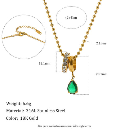 MamacitaSlay 316L Stainless Steel Interlocking Circle CZ Earring Bracelet Necklace 18K Gold Plated Waterproof Women Jewelry Set