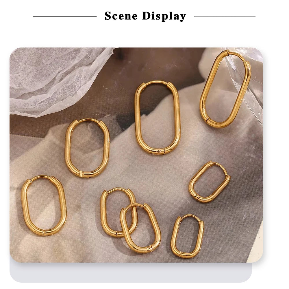 MamacitaSlay Classic Multi-Size U-Shape Hoops 18K Gold Plated Women's Earrings Waterproof 316L Stainless Steel Women's Jewelry