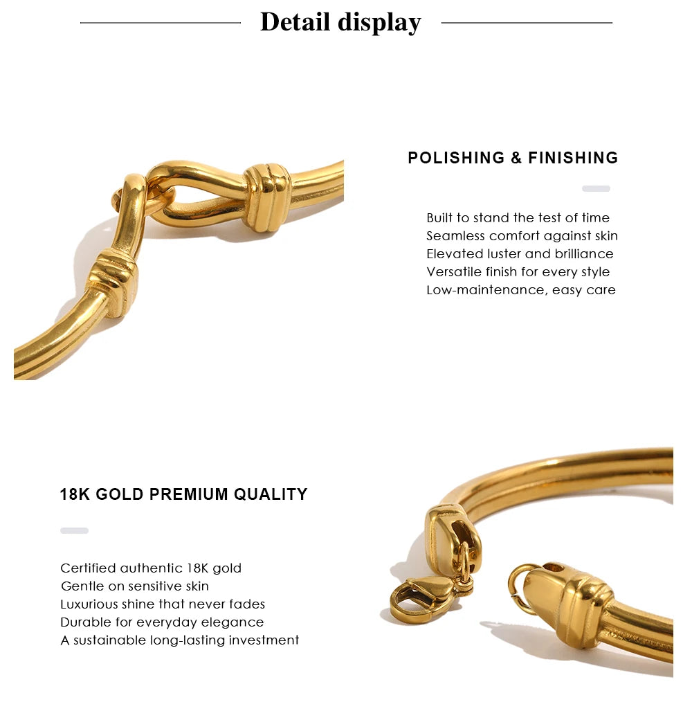 MamacitaSlay 316L Stainless Steel Interlocking Double Link Bangle 18K Gold Plated Waterproof Jewelry For Women Daily Bracelet