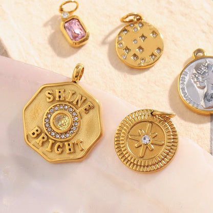 MamacitaSlay 316L Stainless Steel Zircon Star Portrait Letter Charms Necklace Earrings Bracelet DIY Accessories Women's Ornament