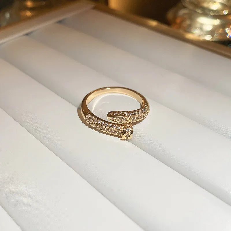 Zircon Studded Nail Wrap Ring