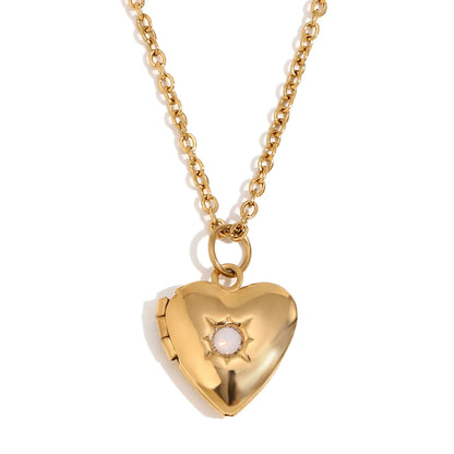 MamacitaSlay New Design Twelve Birthstone Heart Can Paste Photo Frame Pendant Women's stainless steel necklace  jewelry Gifts