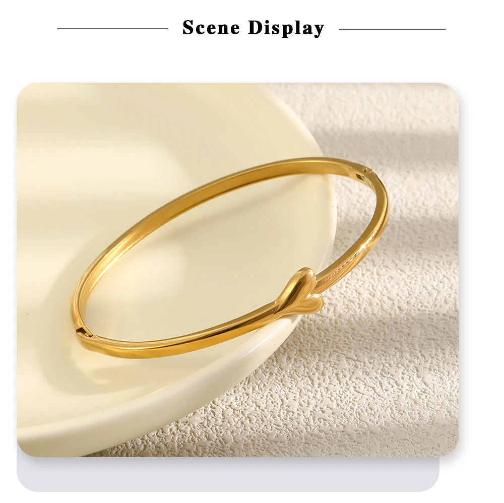 Mamacitaslay 316L Stainless Steel Heart Thin Bracelet Minimalist 18K Gold Plated Waterproof Jewelry Daily Dating Gifts Women
